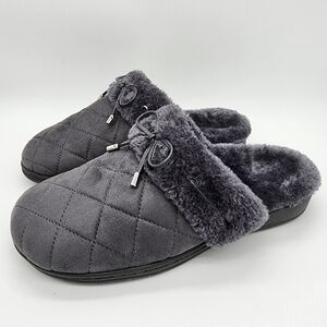 Vionic Pleasant Orthotic Support Slippers Grey Quilted Size 8
